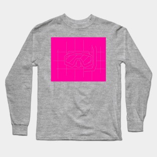 REVERSED GRID DRAWING OF A DIVE MASK pink Long Sleeve T-Shirt